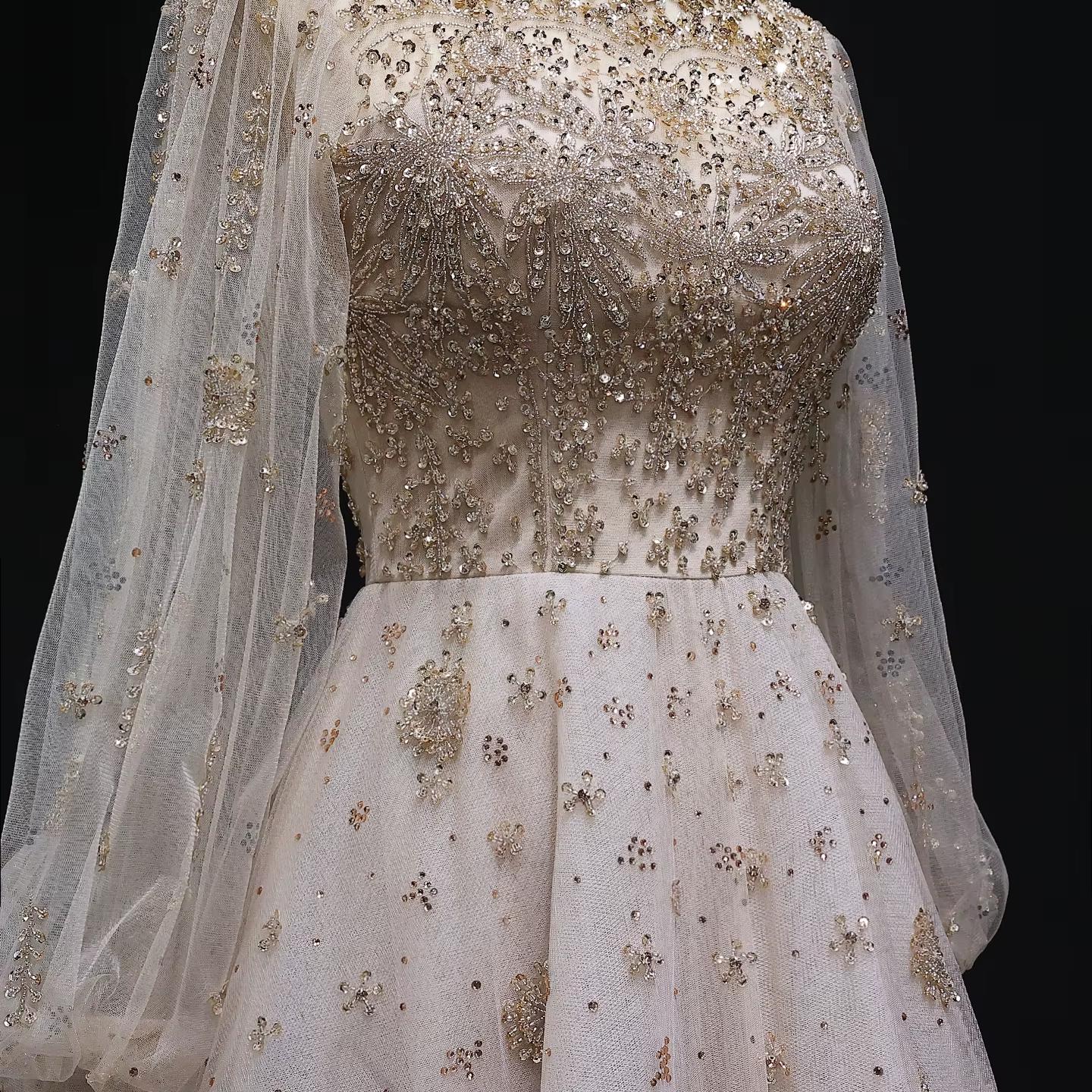 Valencia Long Sleeve Evening Gown -  Elegant Party Dress