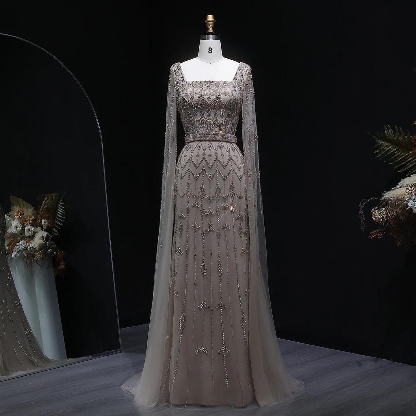 Aurielle Radiance Evening Gown – Floor Length Beaded Dress