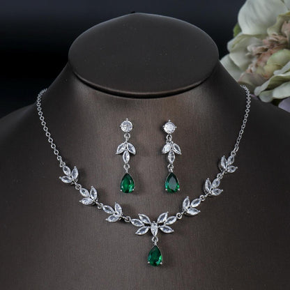 Aurelia Floral Zircon Jewelry Set – Elegant Platinum Jewelry