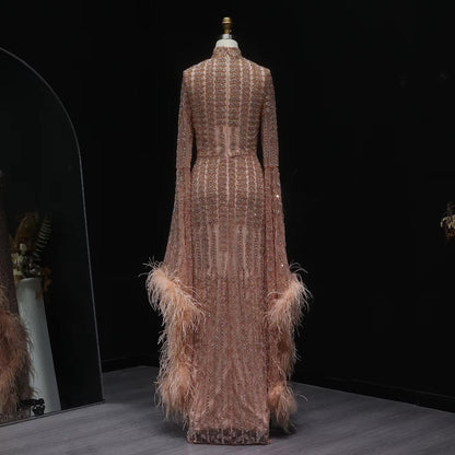 Rosavelle Feathered Mermaid Gown - Luxury Party Dress