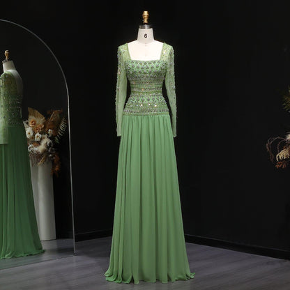 Crystal Square Evening Dress - Sparkling Couture Gown
