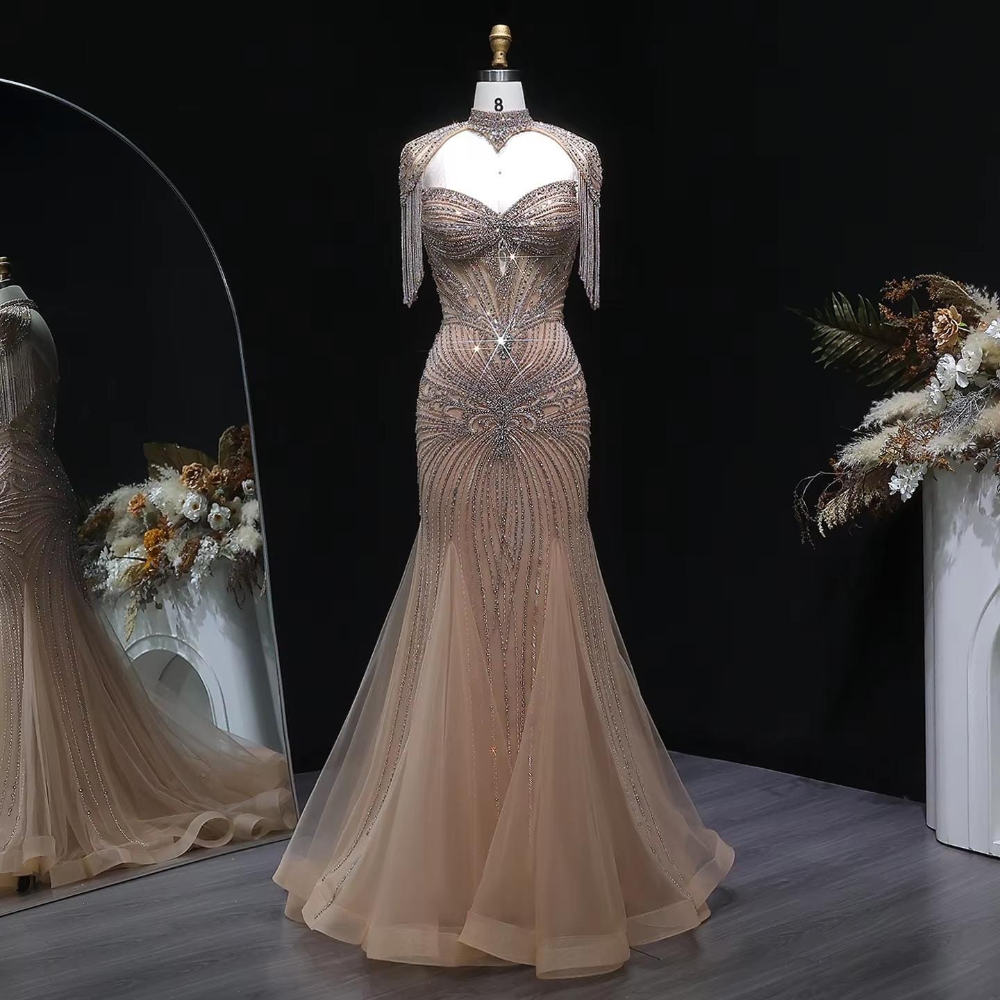 Valencia Aurora Mermaid Dress - Elegant Beaded Dress