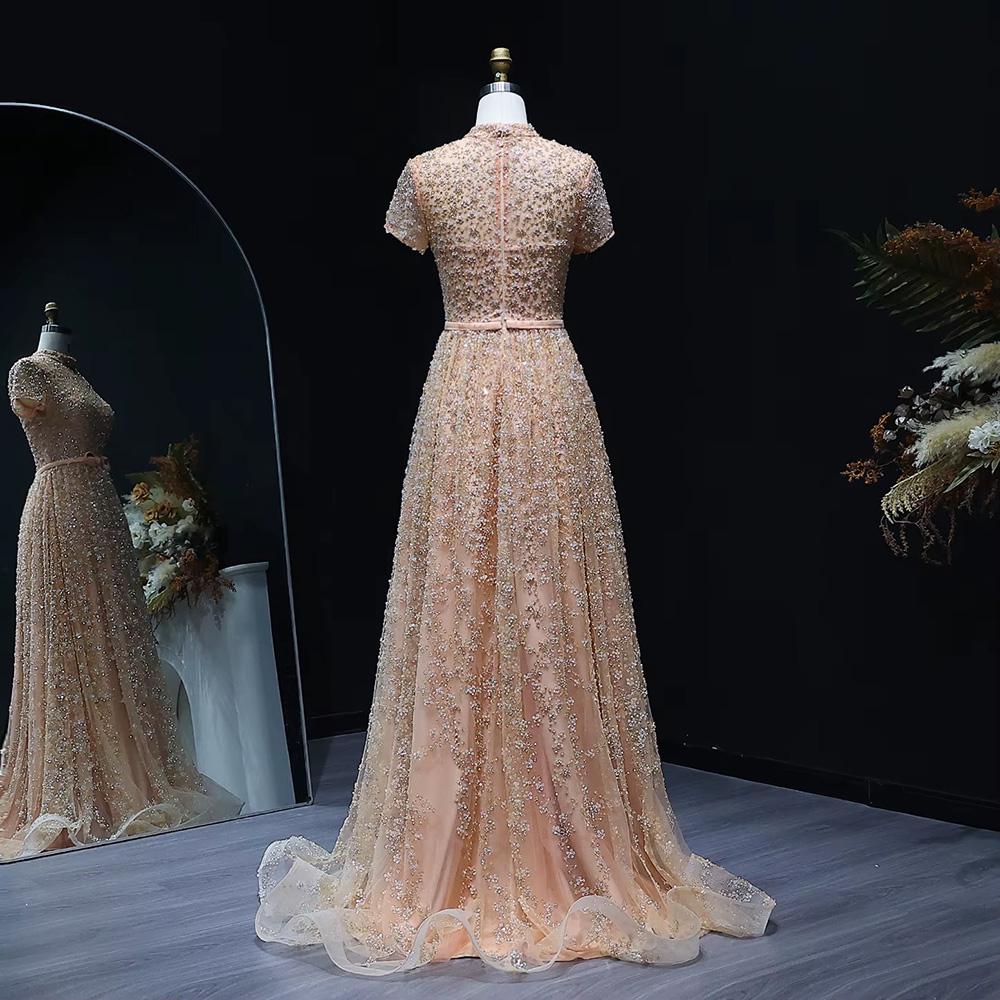 Florielle Bloom Beaded Gown - High-Neck Dress