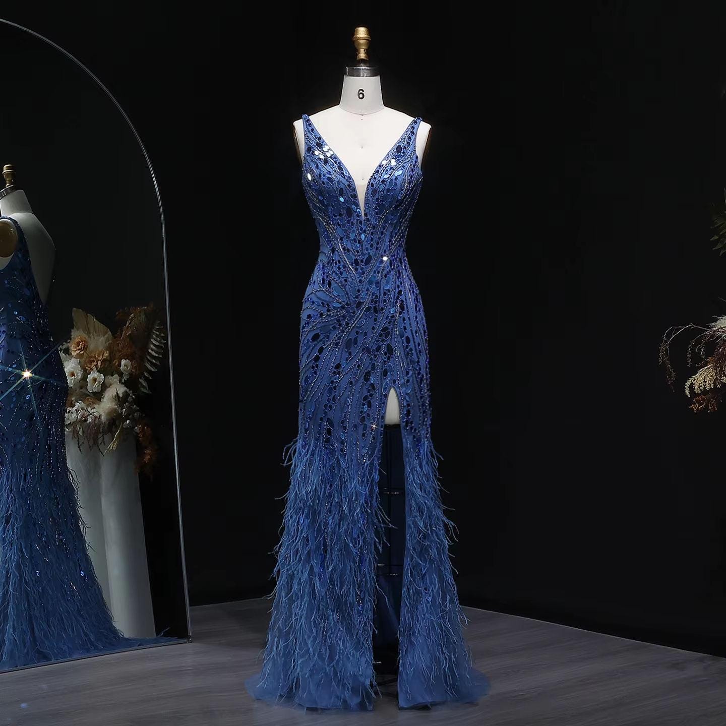 Arvienne Luxe Beaded Gown – Elegant Evening Floor Dress