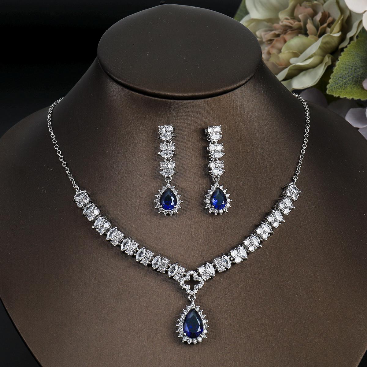 Celestia Glow Zircon Jewelry Set – Wedding Necklace and Earrings