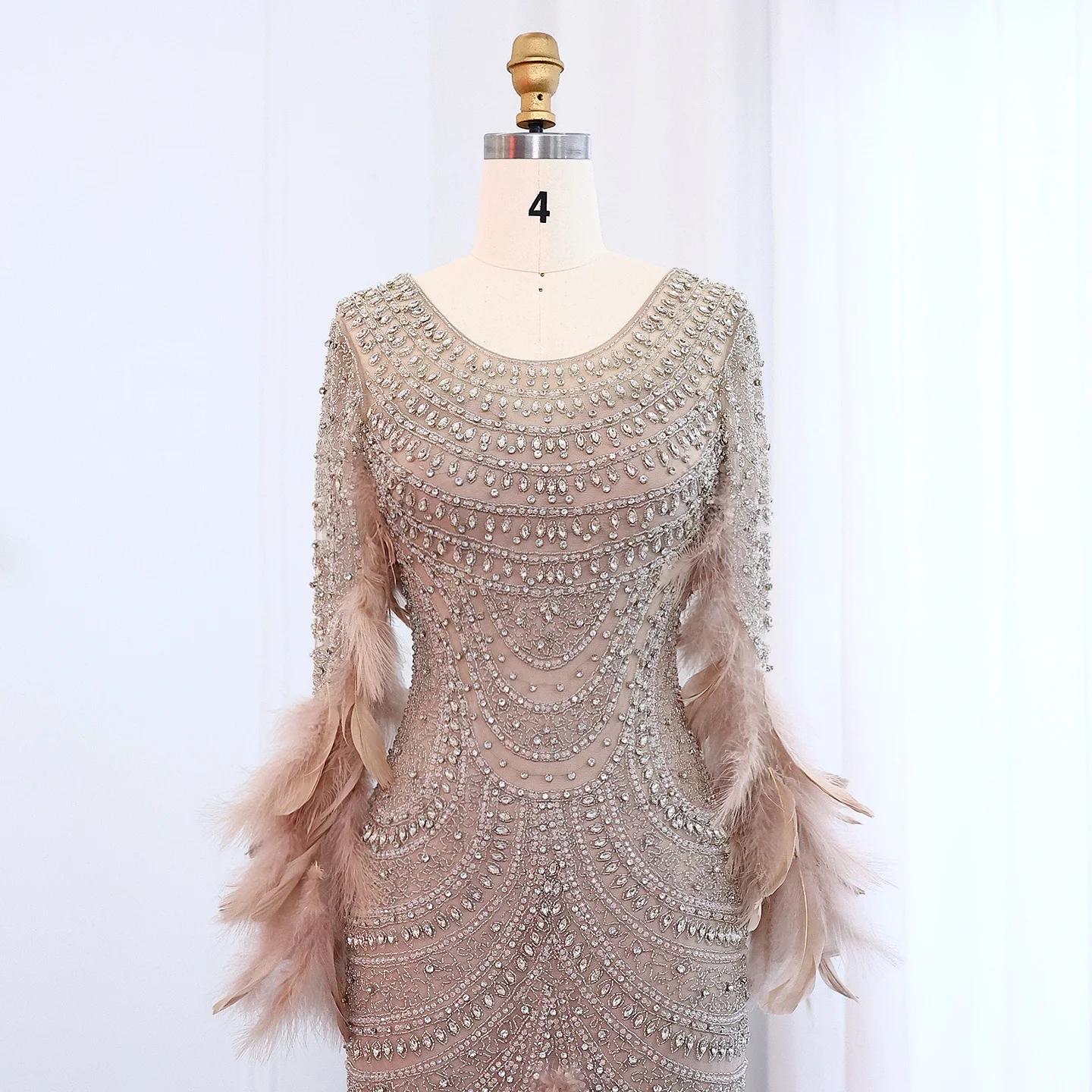 Ophelia Luxe Mermaid Dress - Crystal Elegant Evening Dress