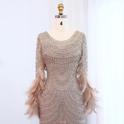 Ophelia Luxe Mermaid Dress - Crystal Elegant Evening Dress