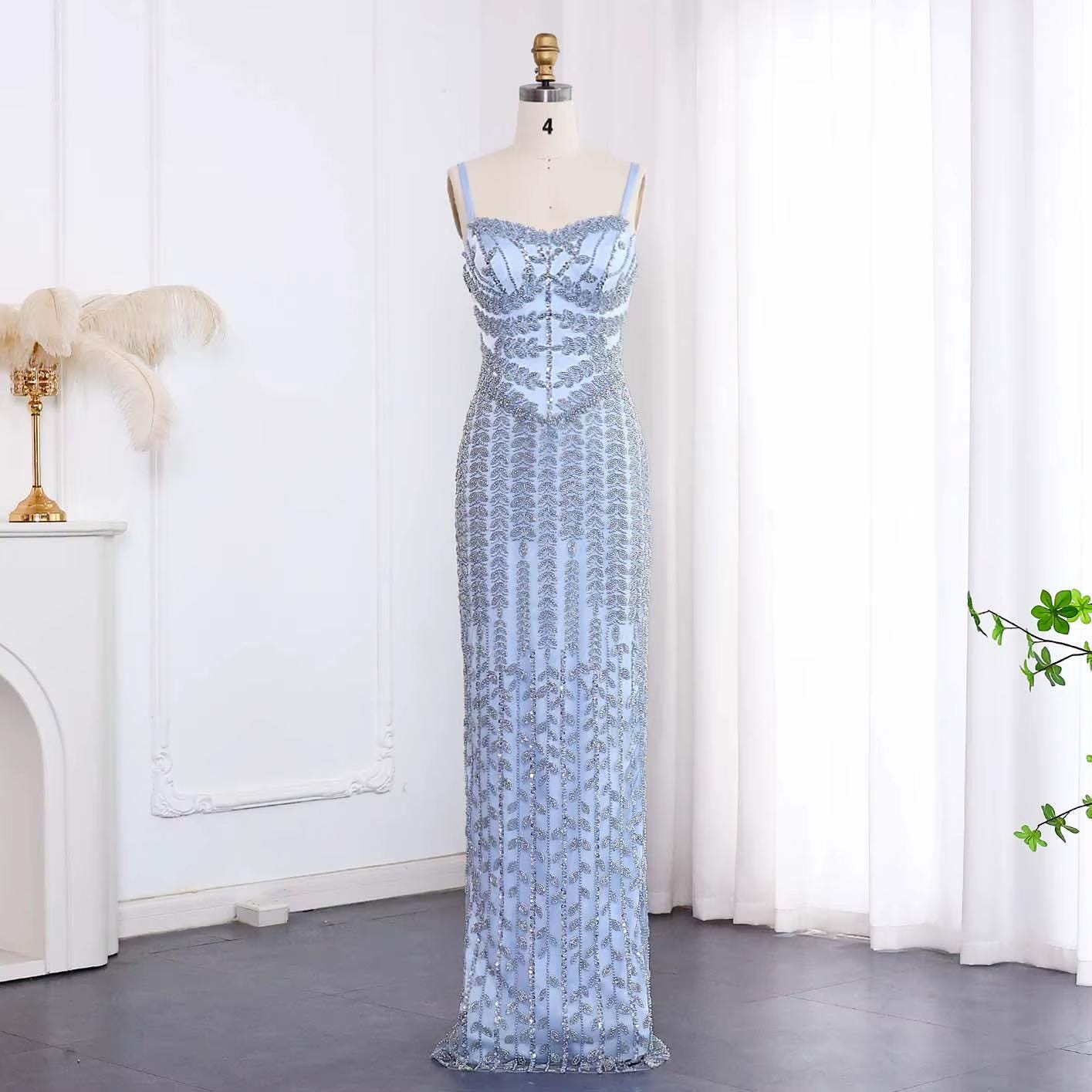 Celestia Beaded Evening Dress – Slim Fit Floor-Length Formal Gown