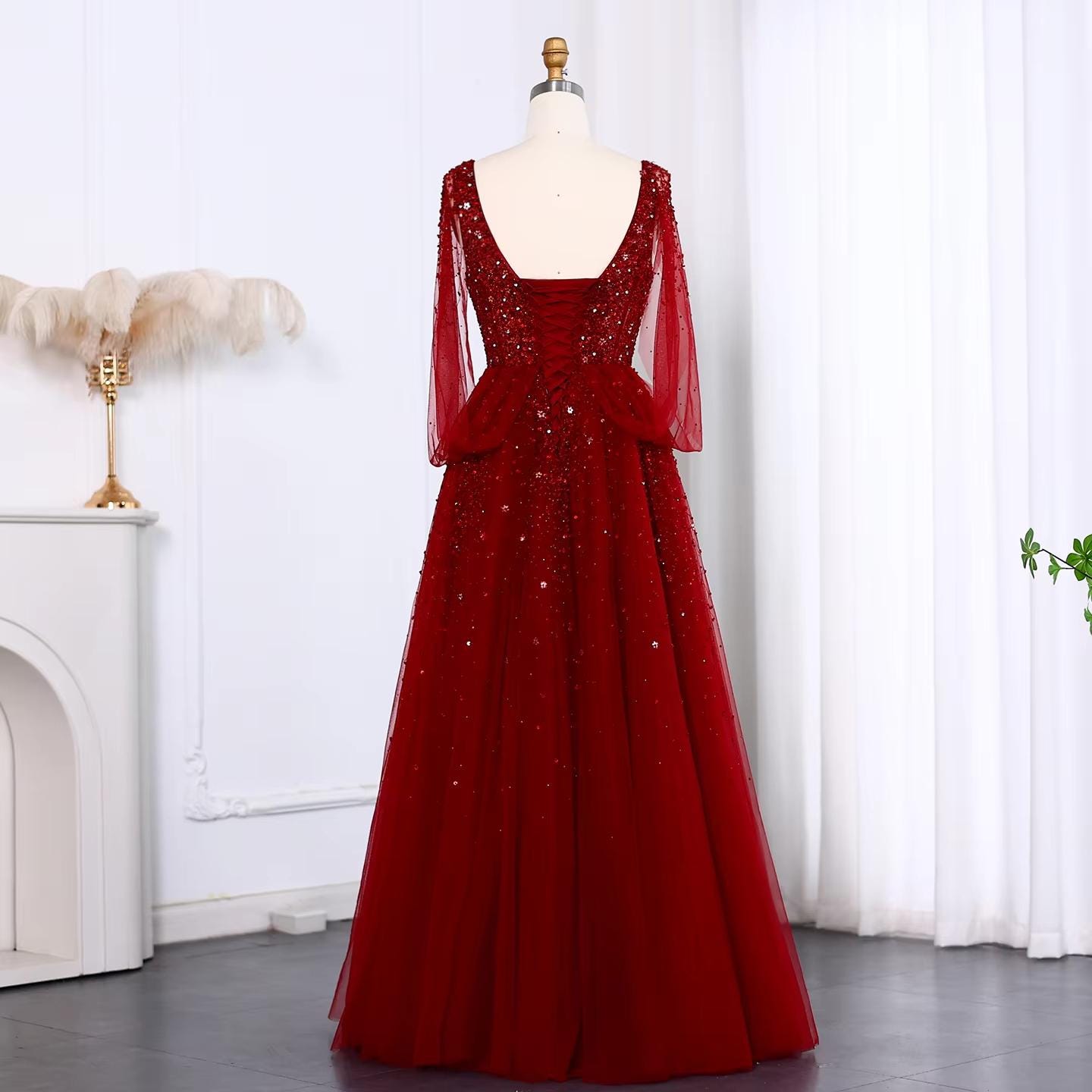 Scarlettine Beaded Cape Gown - Sparkling Couture Gown