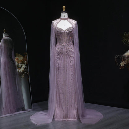 Velvet Mermaid Gown - Beaded Couture Evening Dress