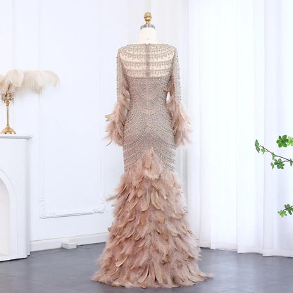 Ophelia Luxe Mermaid Dress - Crystal Elegant Evening Dress