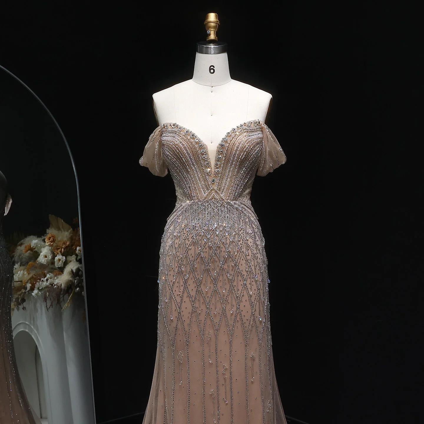 Veloura Essence Evening Gown – Beaded Floor-Length Party Dress
