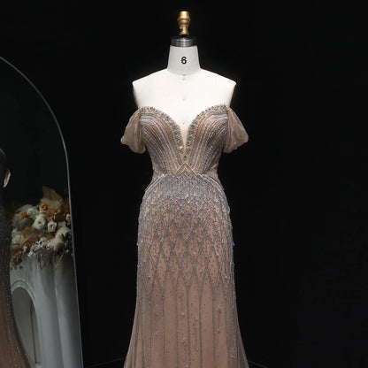Veloura Essence Evening Gown – Beaded Floor-Length Party Dress