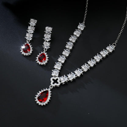 Celestia Glow Zircon Jewelry Set – Wedding Necklace and Earrings