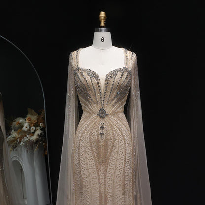 Calyssia Crystal Party Dress – Floor-Length Beaded Evening Gown