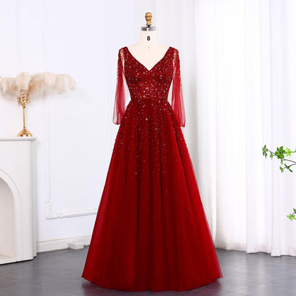 Scarlettine Beaded Cape Gown - Sparkling Couture Gown