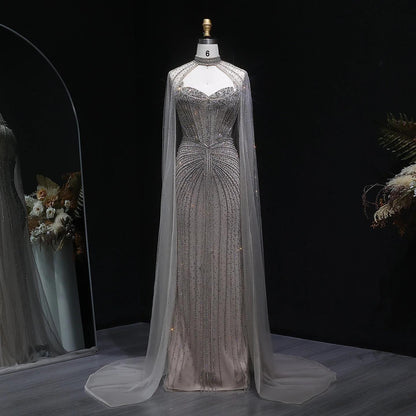 Velvet Mermaid Gown - Beaded Couture Evening Dress