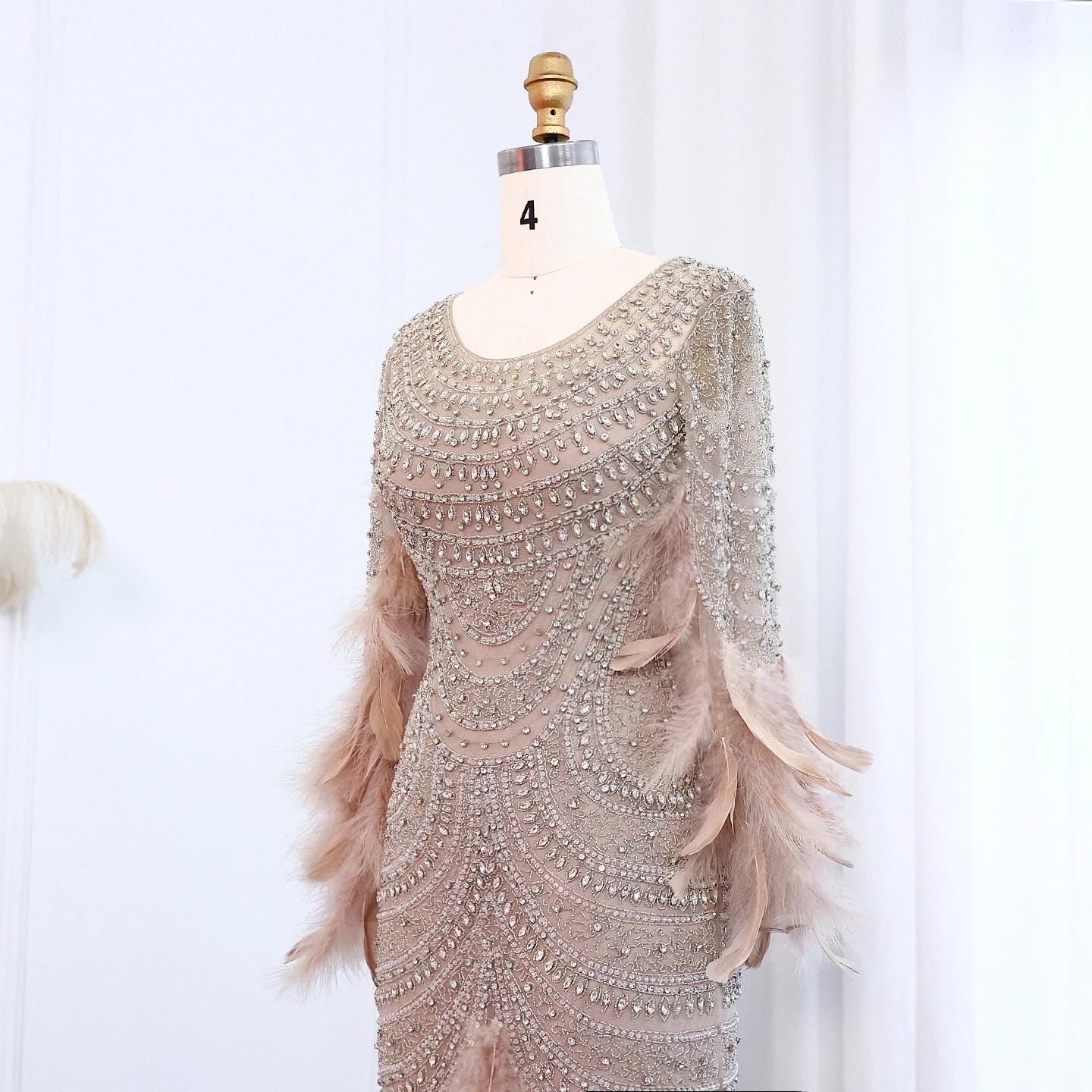 Ophelia Luxe Mermaid Dress - Crystal Elegant Evening Dress