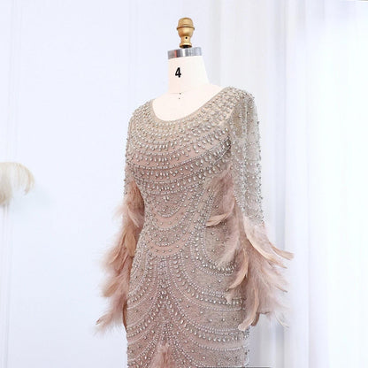 Ophelia Luxe Mermaid Dress - Crystal Elegant Evening Dress