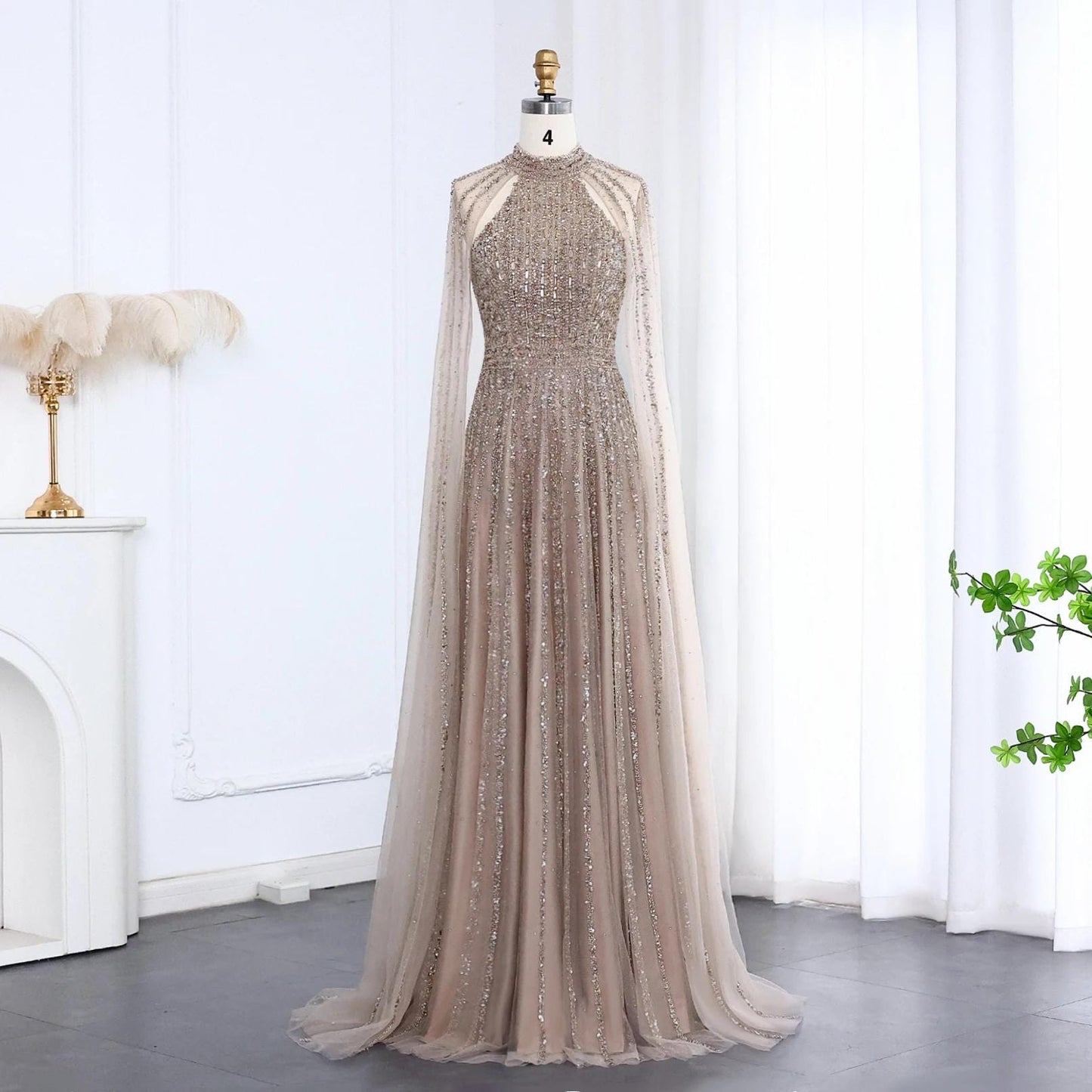 Zayliana A-Line Couture Gown - Beaded Evening Dress