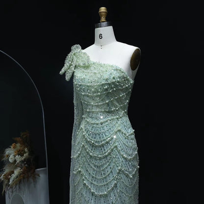 Emerald Enchantment Mermaid Gown - Beaded Evening Attire
