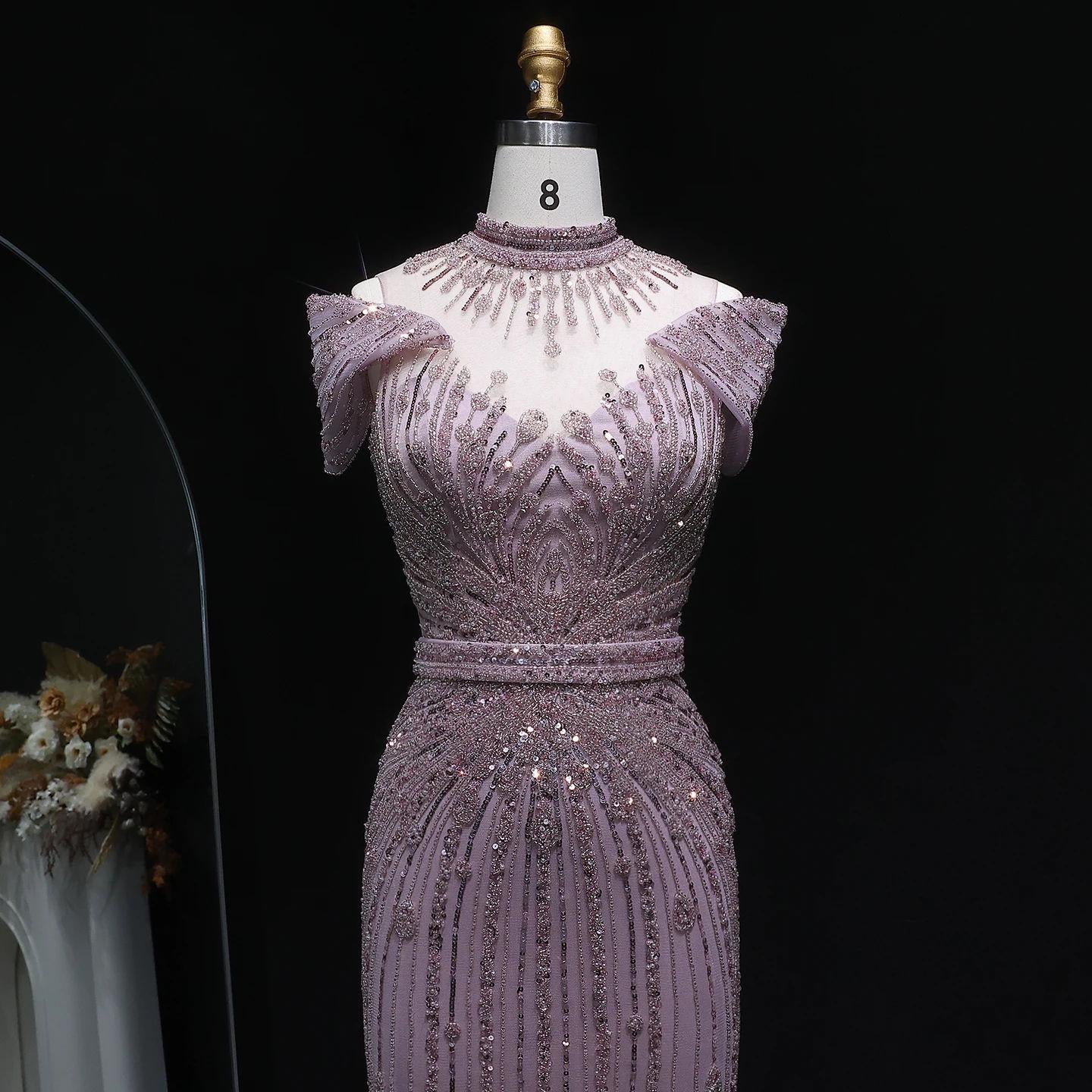 Lunaria Short Sleeve Fitted Dress - Luxury Evening Dress