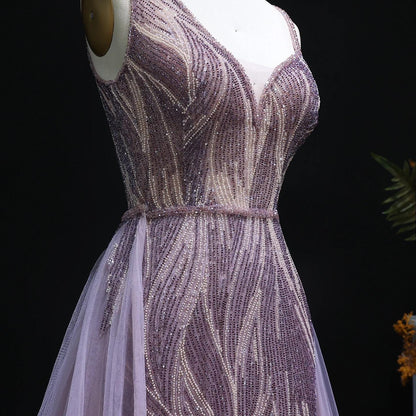 Miravelle Crystal A-Line Evening Gown - Subtle Shine Elegant Party Dress