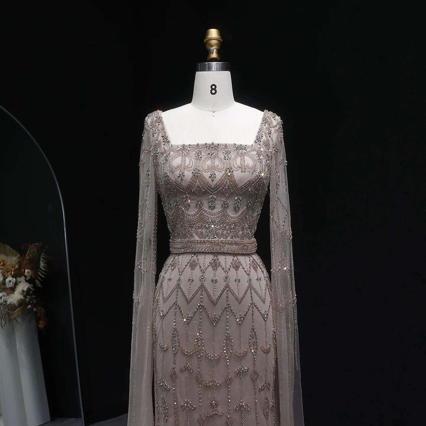 Aurielle Radiance Evening Gown – Floor Length Beaded Dress