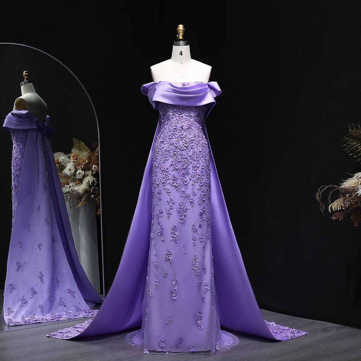 Kaelisse Floral Evening Dress – Luxury Beaded Formal Gown