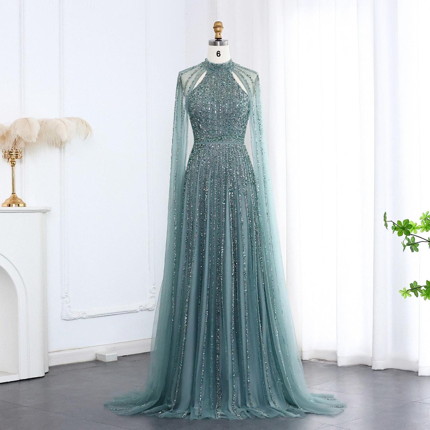 Zayliana A-Line Couture Gown - Beaded Evening Dress