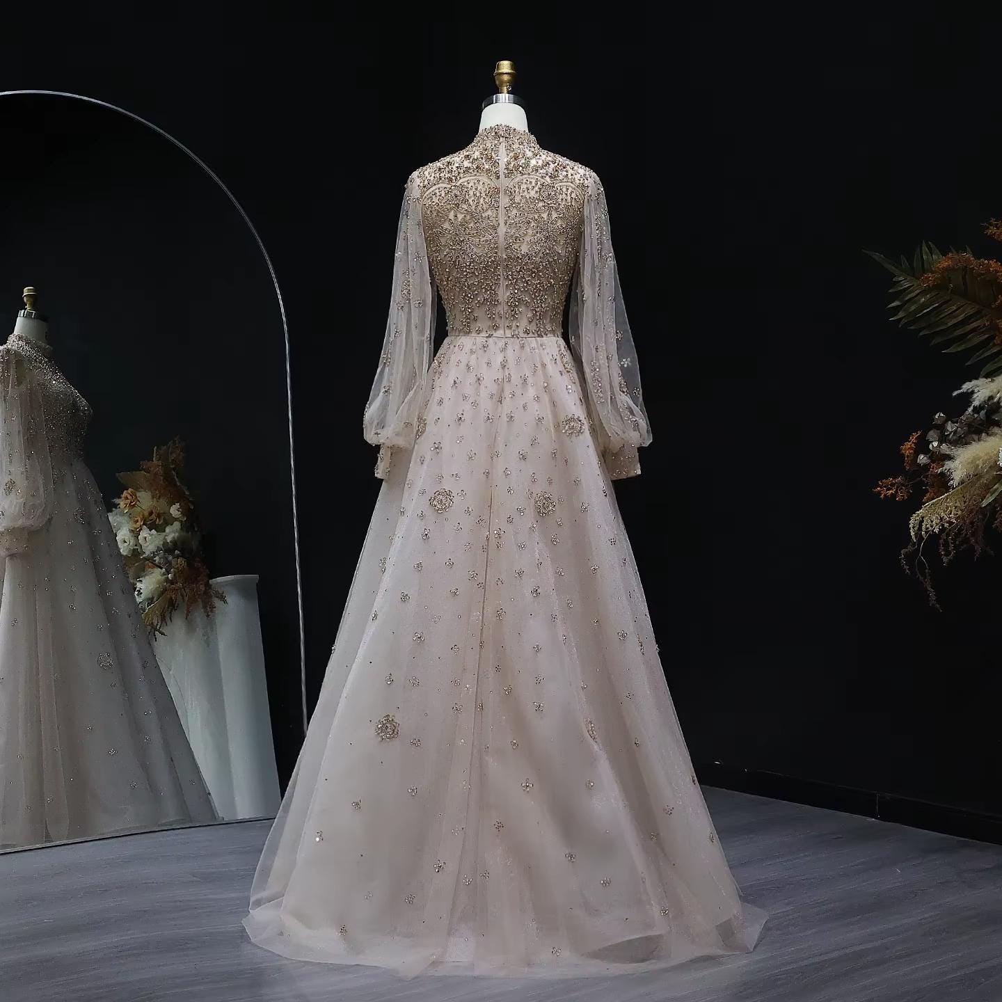 Valencia Long Sleeve Evening Gown -  Elegant Party Dress