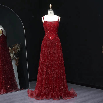 Celeste Bloom Arabic Evening Dress – Beaded A-Line Gown for Special Events