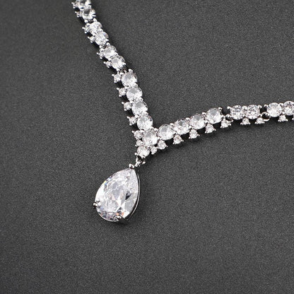 Luna Radiance Zircon Jewelry Set – Minimal Platinum Jewelry
