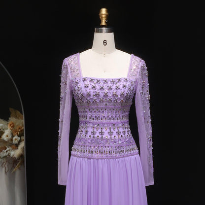 Crystal Square Evening Dress - Sparkling Couture Gown