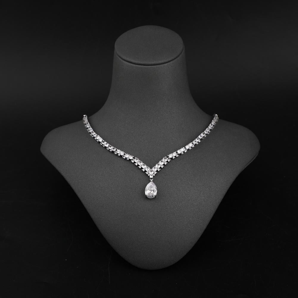 Luna Radiance Zircon Jewelry Set – Minimal Platinum Jewelry