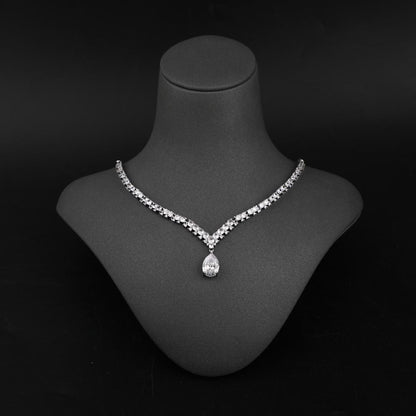 Luna Radiance Zircon Jewelry Set – Minimal Platinum Jewelry