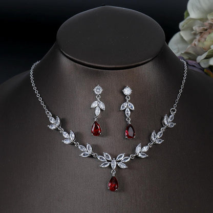 Aurelia Floral Zircon Jewelry Set – Elegant Platinum Jewelry