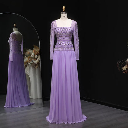 Crystal Square Evening Dress - Sparkling Couture Gown