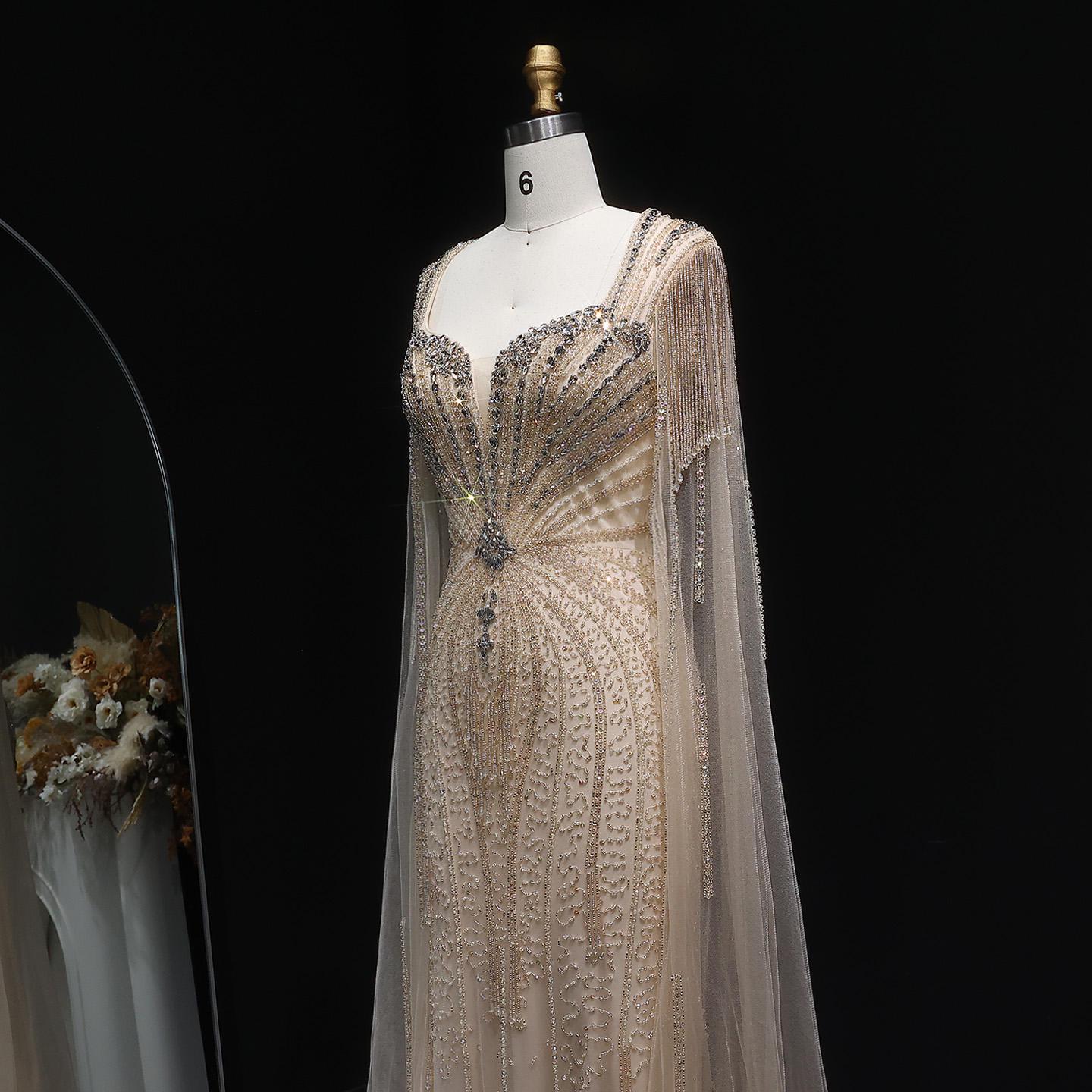 Calyssia Crystal Party Dress – Floor-Length Beaded Evening Gown