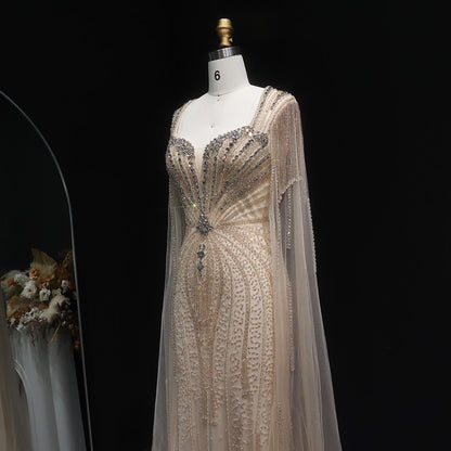 Calyssia Crystal Party Dress – Floor-Length Beaded Evening Gown