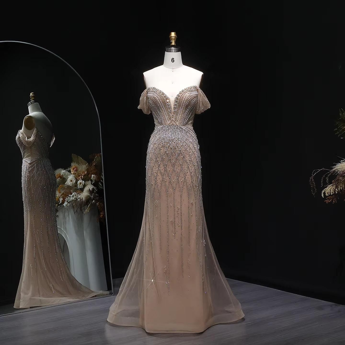 Veloura Essence Evening Gown – Beaded Floor-Length Party Dress