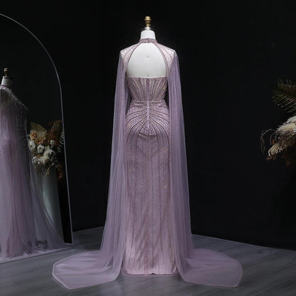 Velvet Mermaid Gown - Beaded Couture Evening Dress