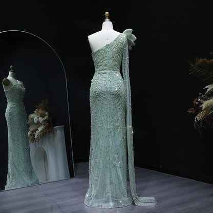 Emerald Enchantment Mermaid Gown - Beaded Evening Attire