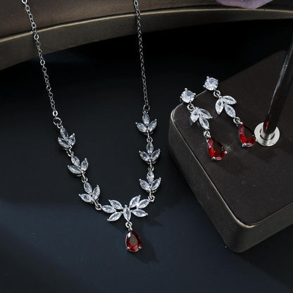 Aurelia Floral Zircon Jewelry Set – Elegant Platinum Jewelry