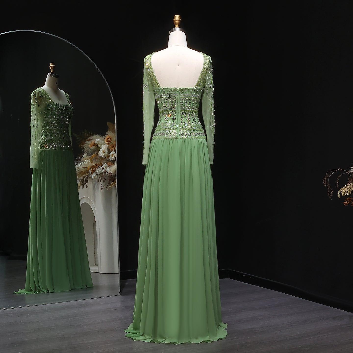 Crystal Square Evening Dress - Sparkling Couture Gown