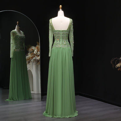 Crystal Square Evening Dress - Sparkling Couture Gown