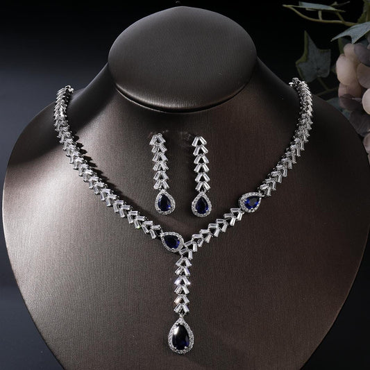 Aurelia Shine Zircon Jewelry Set – Classic Necklace and Earrings for Formal Events