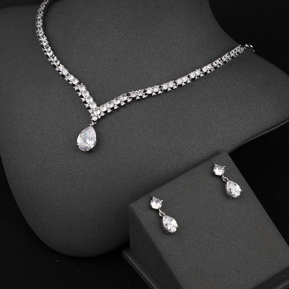 Luna Radiance Zircon Jewelry Set – Minimal Platinum Jewelry