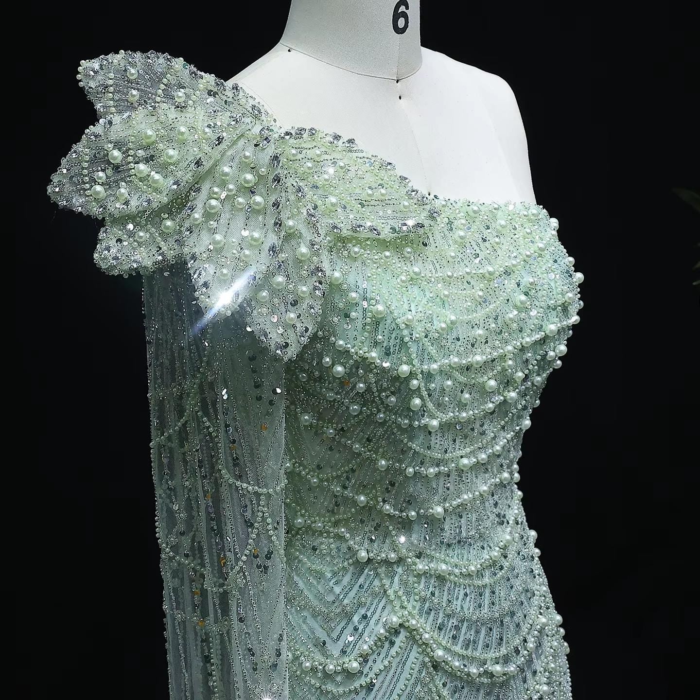 Emerald Enchantment Mermaid Gown - Beaded Evening Attire