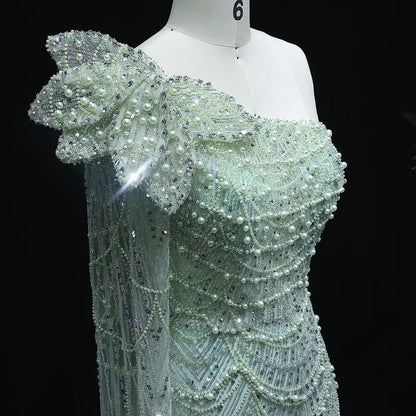 Emerald Enchantment Mermaid Gown - Beaded Evening Attire